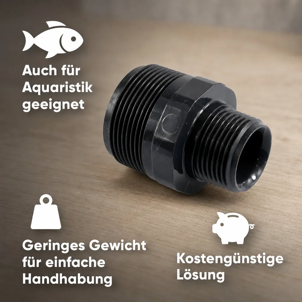 PVC Fitting, Reduzier Doppelnippel, 1 1/2" x 1", PVC-U, Rohrverbinder