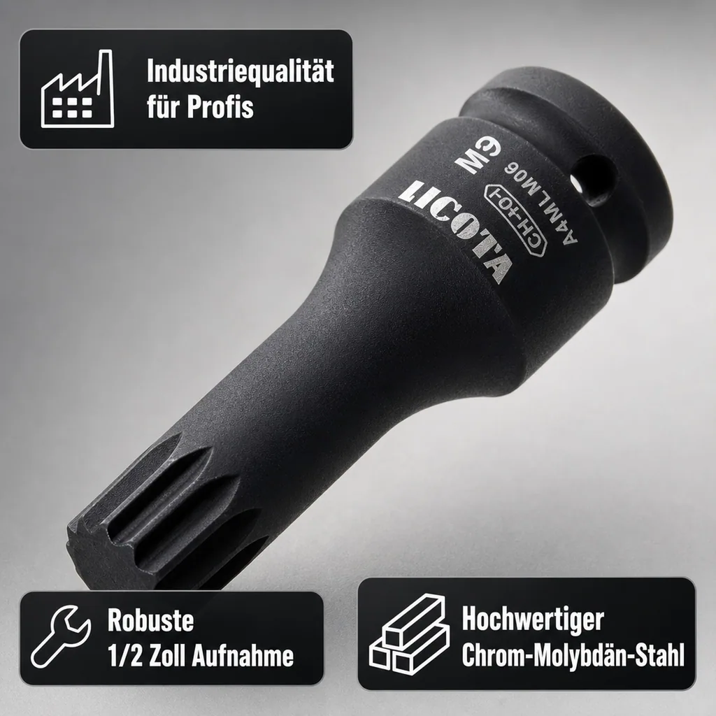 XZN Nuss, 1/2 Zoll, Schlagschrauber Nuss, M6, Industriequalität