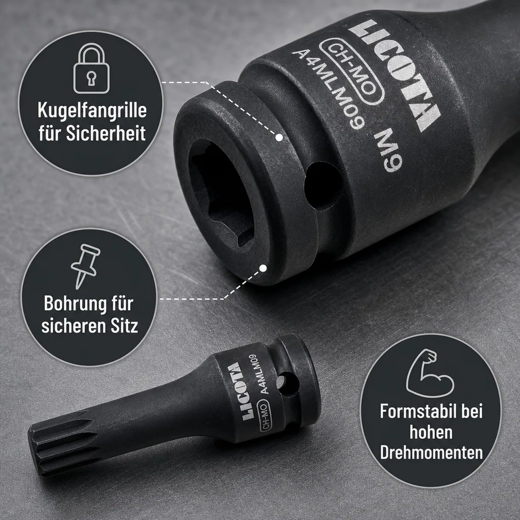 Vielzahn Nuss M14, Schlagschrauber Stecknuss, 1/2 Zoll Stecknuss