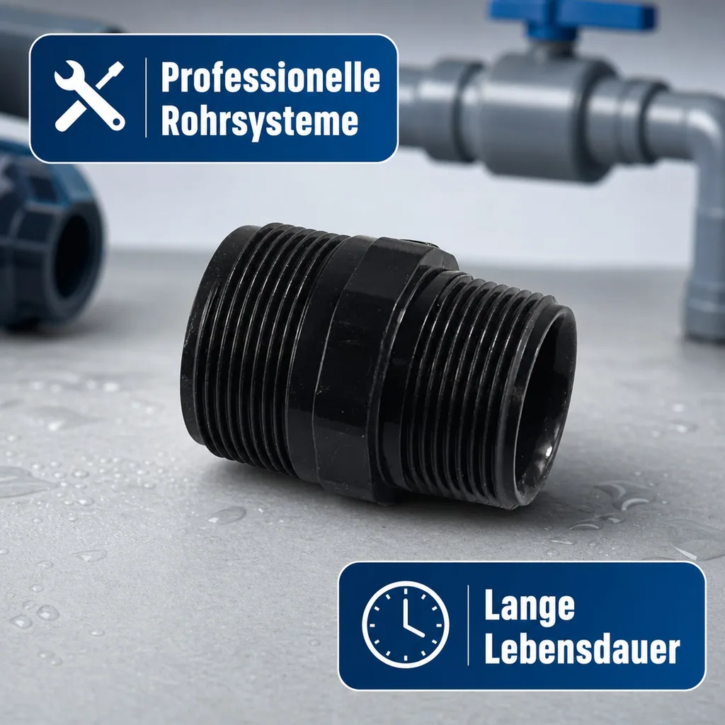 PVC Fittinge, Doppelnippel reduziert AG 1 1/2" x 1 1/4", PVC-U Fitting