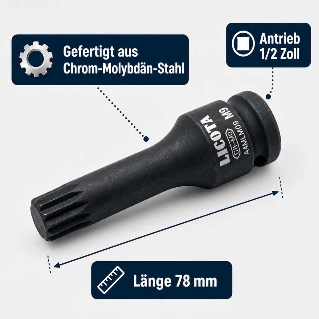 Vielzahn Nuss M18, Schlagschraubernuss, 1/2 Zoll, Cr-Mo