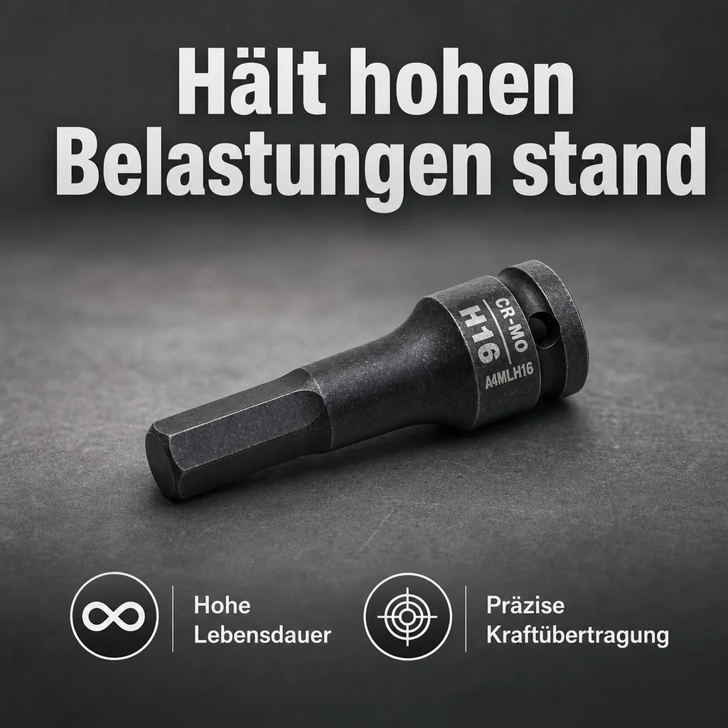 Schlagschraubernuss, Innensechskant Nuss H16, Cr-Mo, 1/2 Zoll