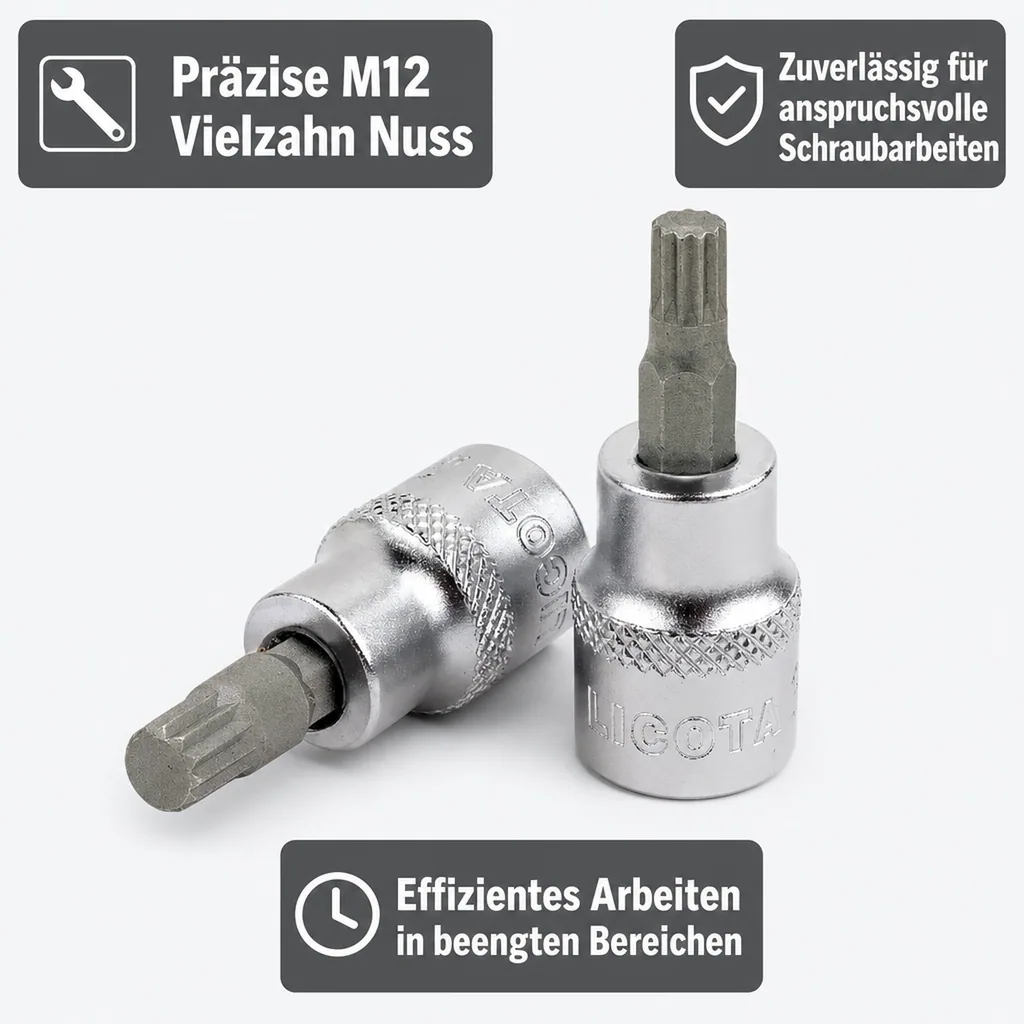 Vielzahn Nuss M12, 1/2 Zoll, kurz