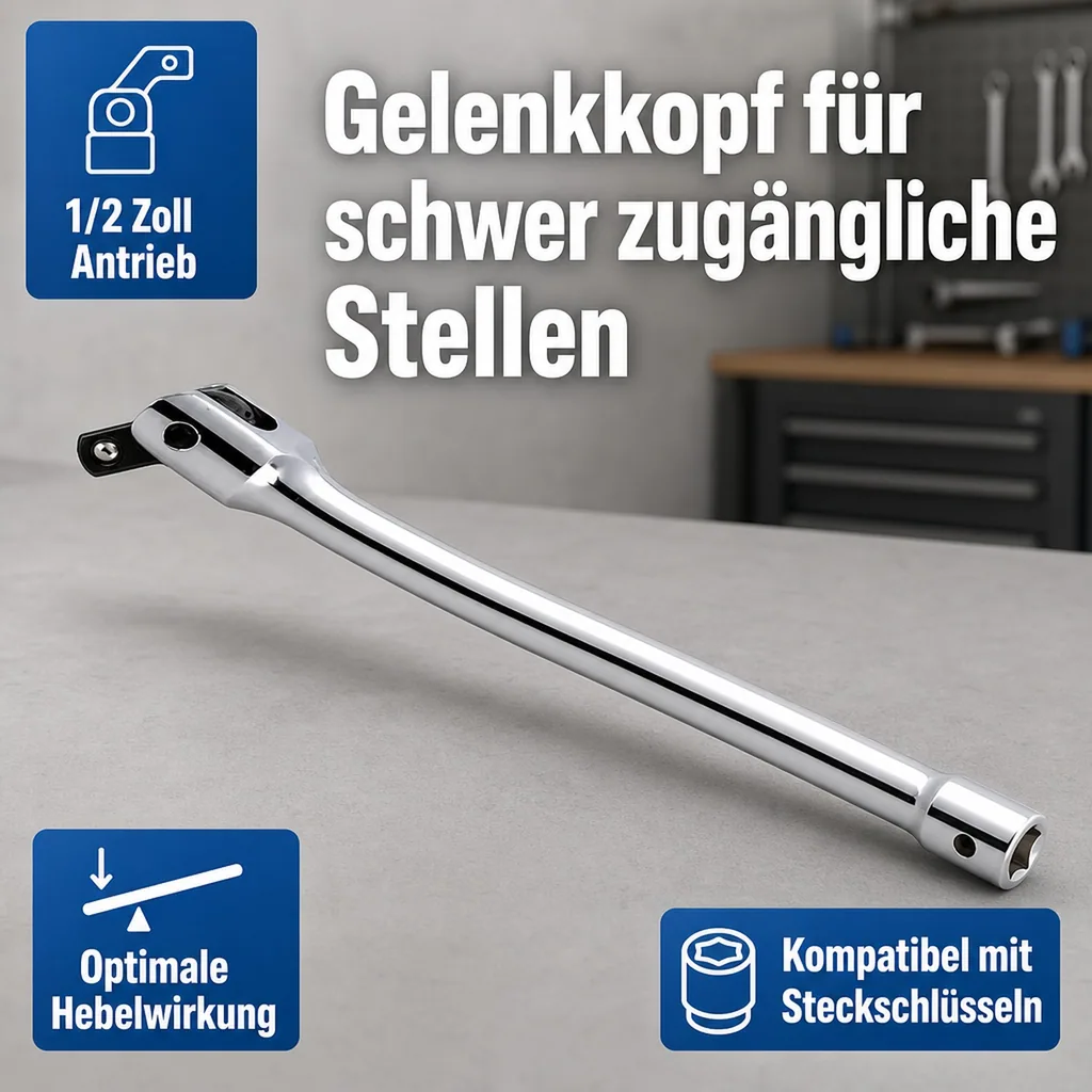 Gelenkgriff 1/2 Zoll, Knebel, Drehstange, Quergriff, 300mm