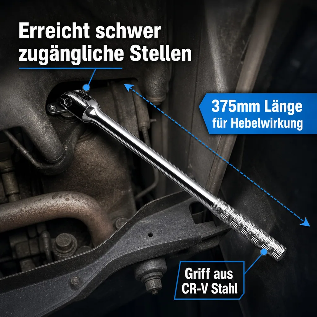 Gelenkgriff 1/2 Zoll, Werkstattwerkzeug, Knebelgriff, Drehstange, Quergriff