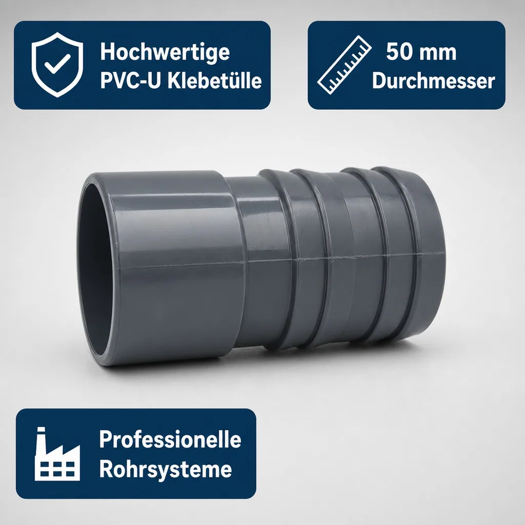 PVC Fittinge, PVC Klebefitting, Klebetülle 50mm, Schlauchtülle