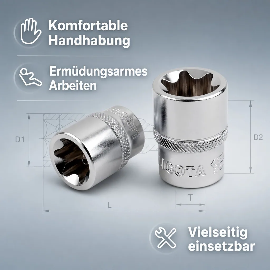 Innensechskant Nuss, Aussen Innensechskant, E14, 1/2 Zoll, CrV