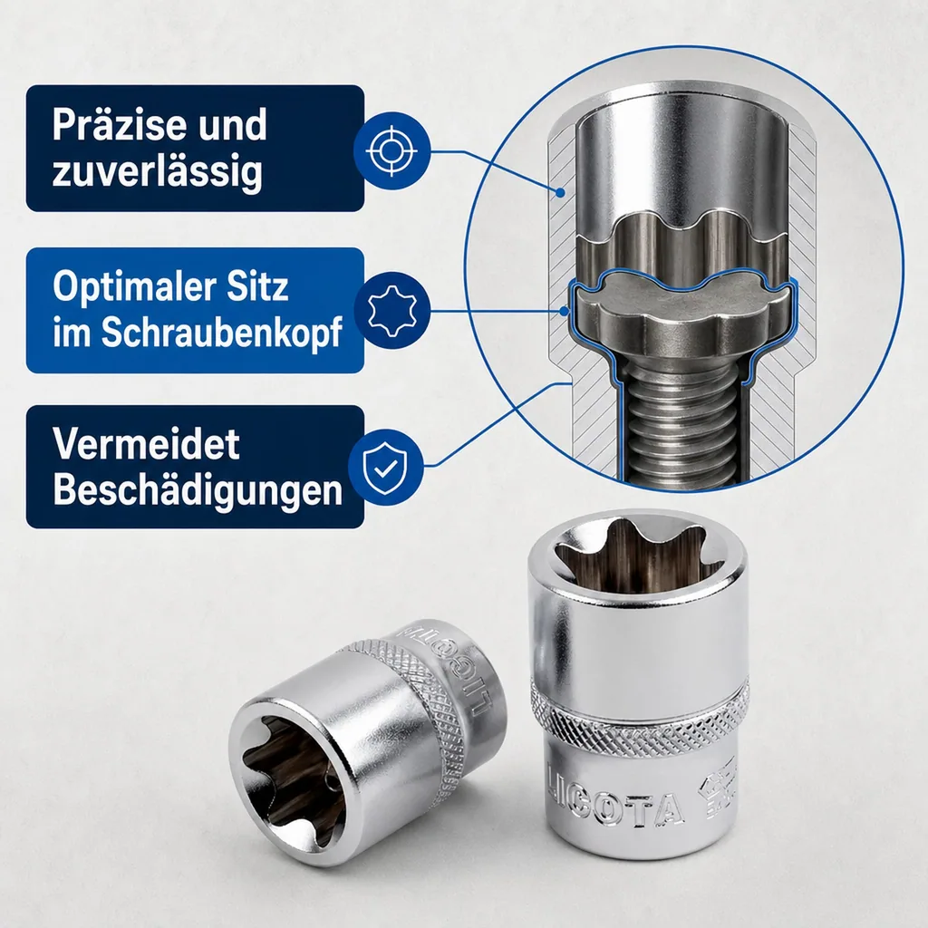 Innensechskant Nuss, Aussen Innensechskant, E14, 1/2 Zoll, CrV