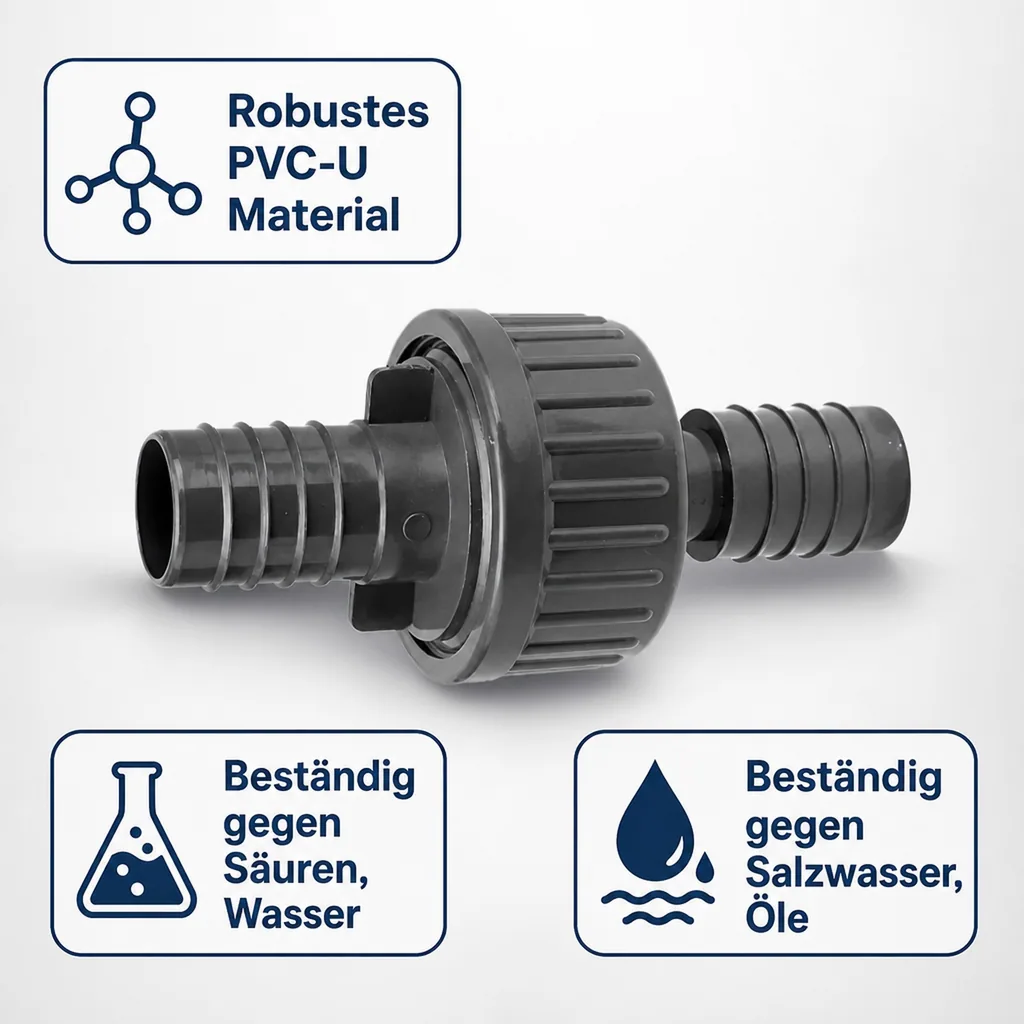 PVC Rückschlagventil, Schlauch Rückschlagventil, 17 mm Tüllen