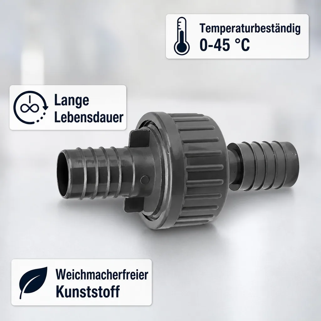 PVC Rückschlagventil, Schlauch Rückschlagventil, 17 mm Tüllen