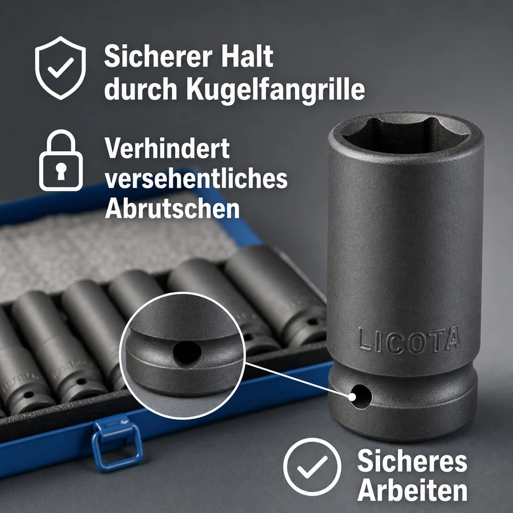 Schlagschraubernüsse 1/2 Zoll, Schlagschrauber Nüsse Set, 10-24mm, Metallkassette