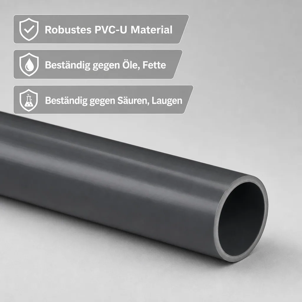 PVC Rohr 20mm, Druckrohr PN16, 1m Länge, PVC-U, 16 bar
