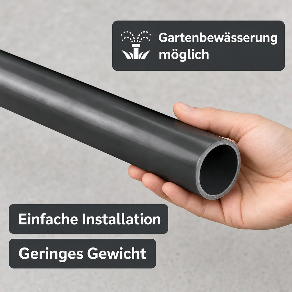 PVC Rohr 20mm, Druckrohr PN16, 1m Länge, PVC-U, 16 bar
