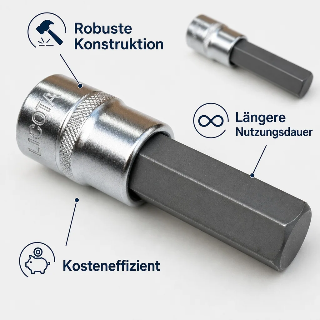 Innensechskant Nuss 1/2 Zoll H6, Innensechskant Werkzeug S2 Stahl