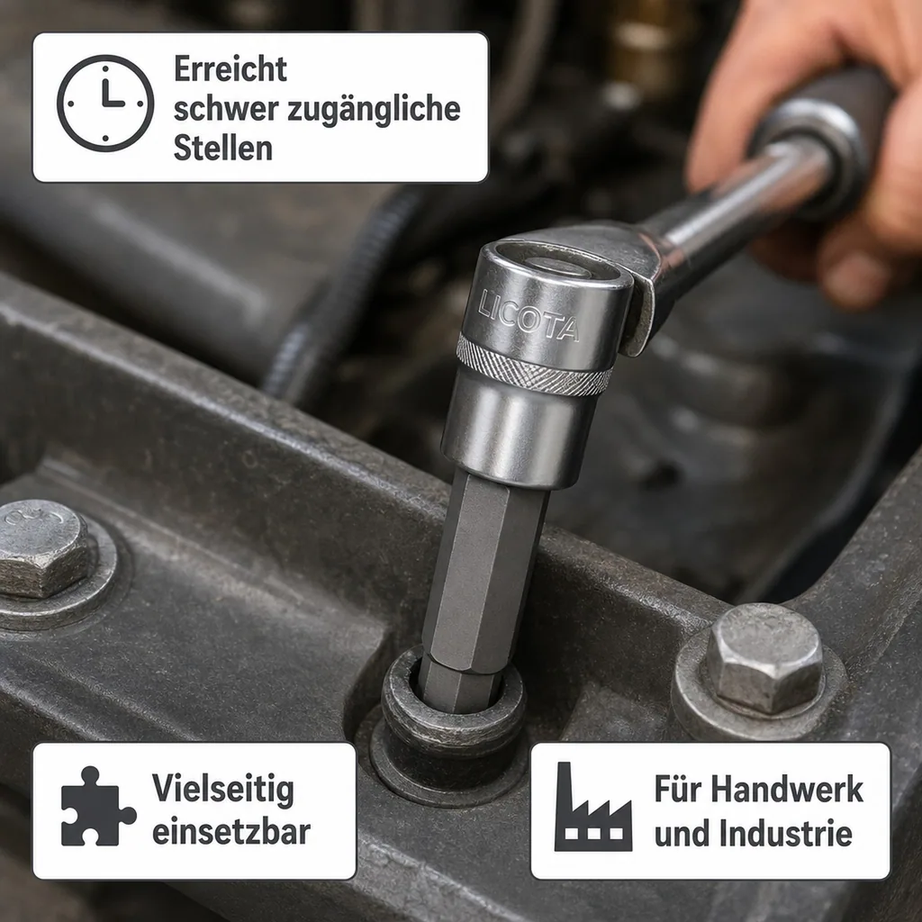 Innensechskant Nuss 1/2 Zoll H6, Innensechskant Werkzeug S2 Stahl