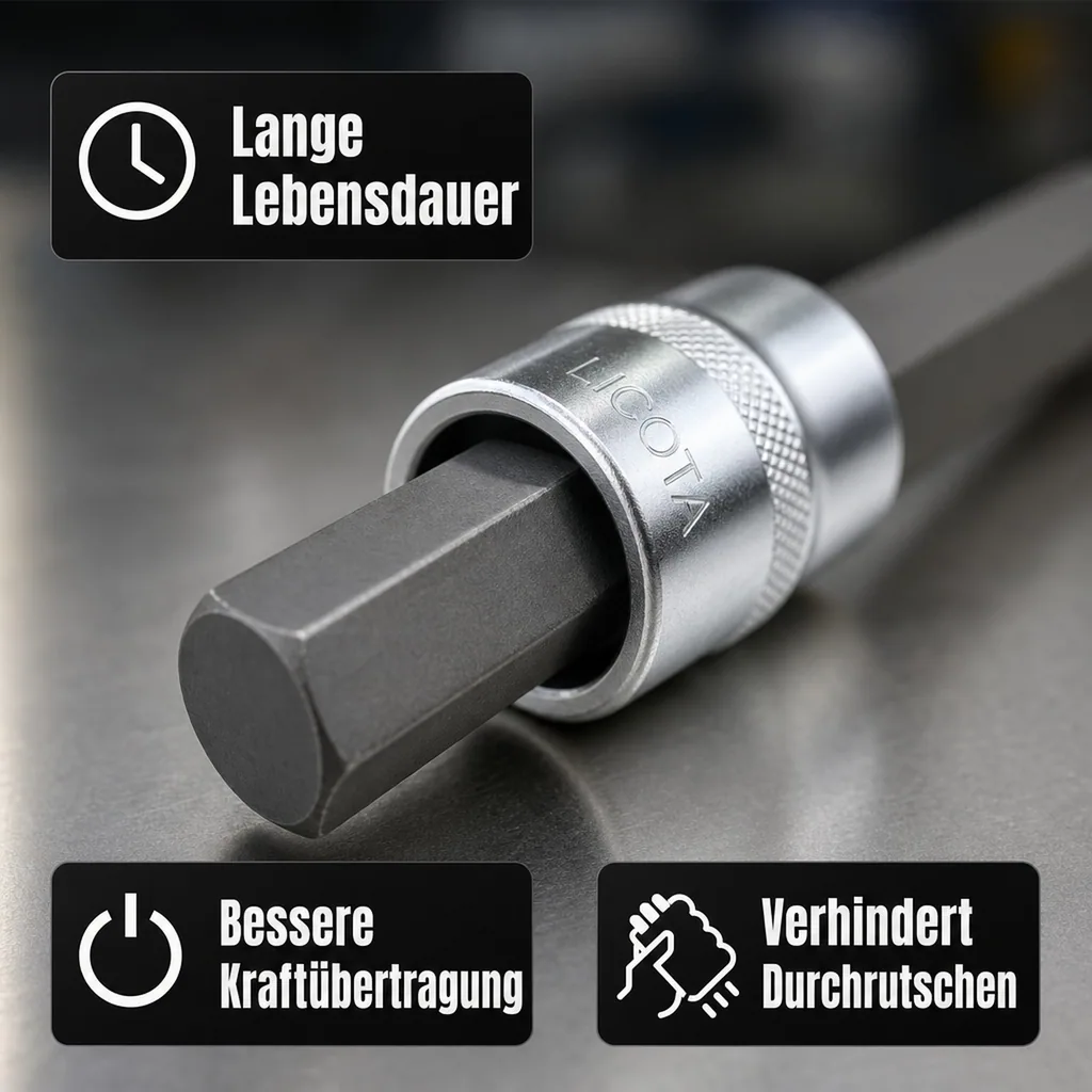 Innensechskant Nuss 1/2 Zoll H8, L 140mm, Werkzeugstahl S2