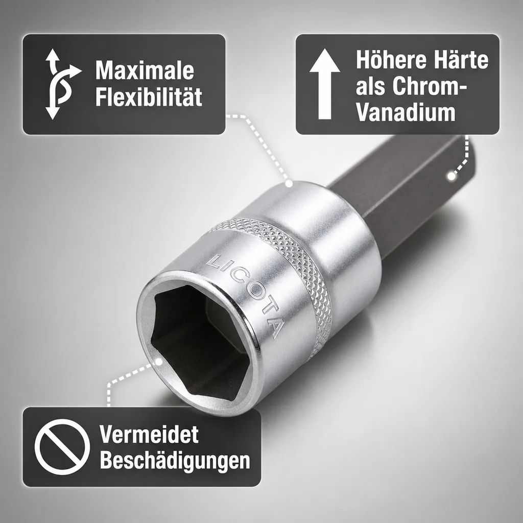 Innensechskant Nuss 1/2 Zoll, H14, Stecknuss, S2 Werkzeugstahl