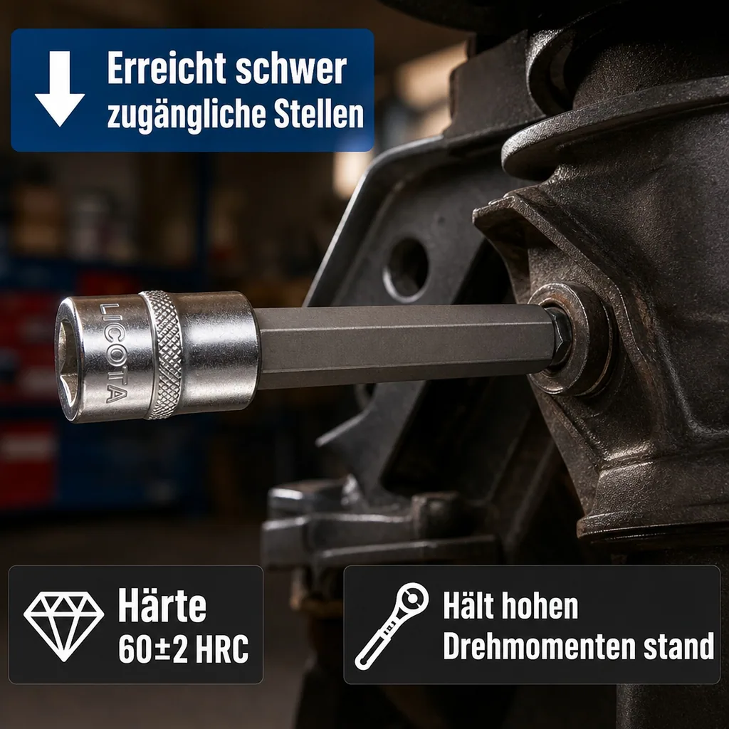 Innensechskant Nuss 1/2 Zoll, H14, Stecknuss, S2 Werkzeugstahl