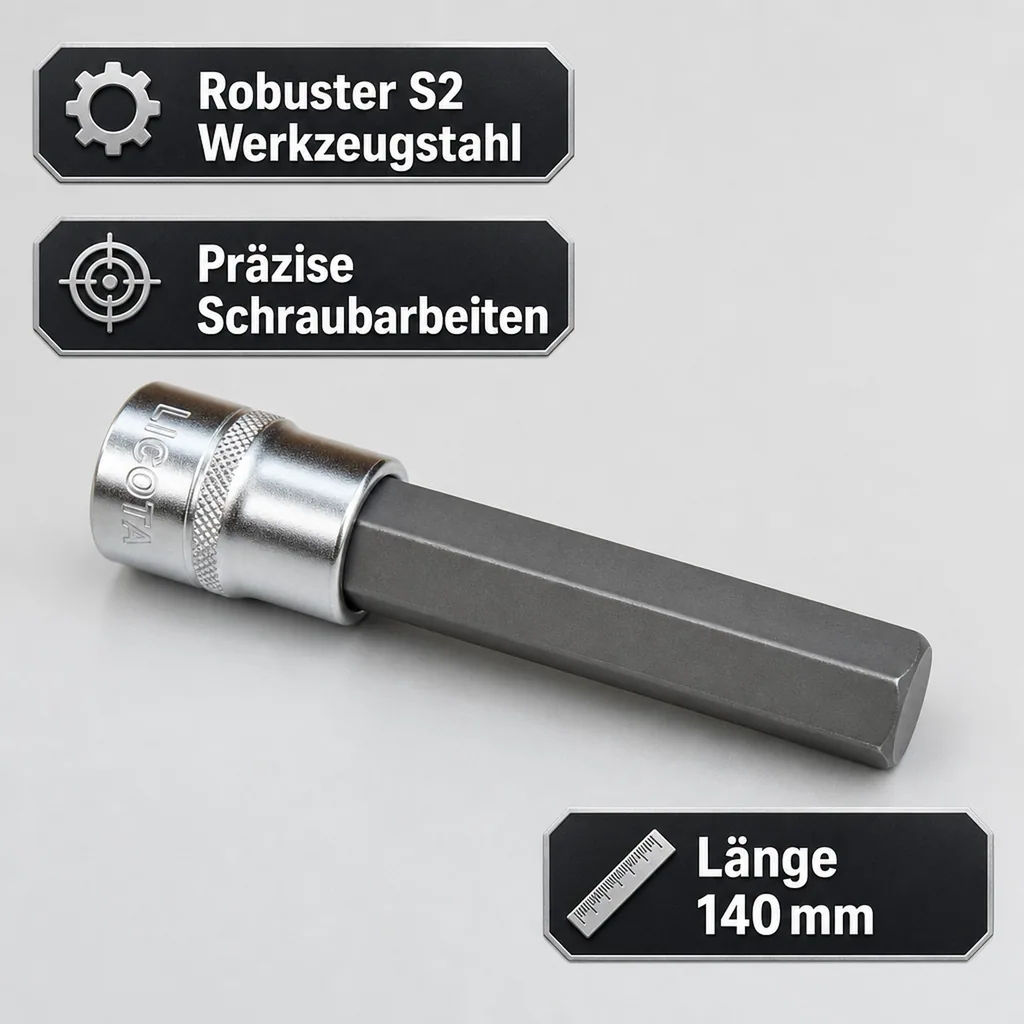 Innensechskant Nuss 1/2 Zoll, H14, Stecknuss, S2 Werkzeugstahl