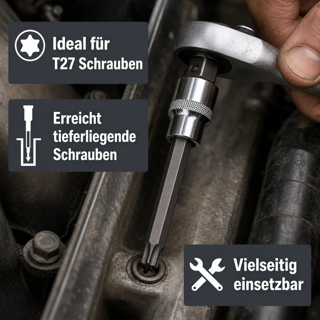 Innensechskant Nuss, 1/2 Zoll T27, S2 Werkzeugstahl, 100mm