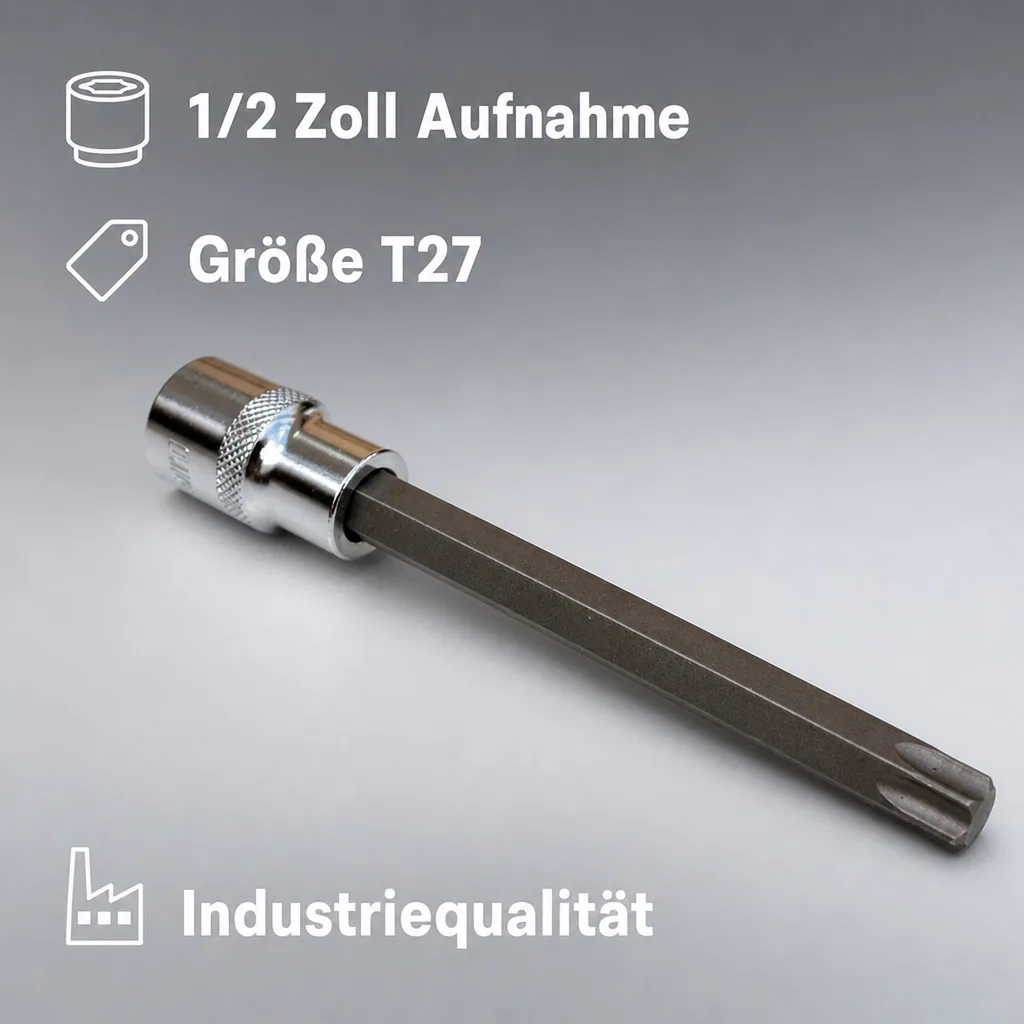 Innensechskant Nuss, 1/2 Zoll T27, S2 Werkzeugstahl, 100mm