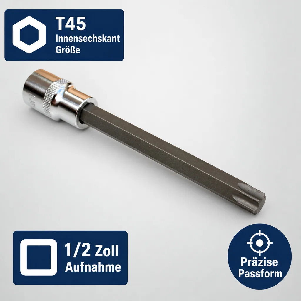 Innensechskant T45 Nuss, 1/2 Zoll Stecknuss, S2 Werkzeugstahl, 100mm