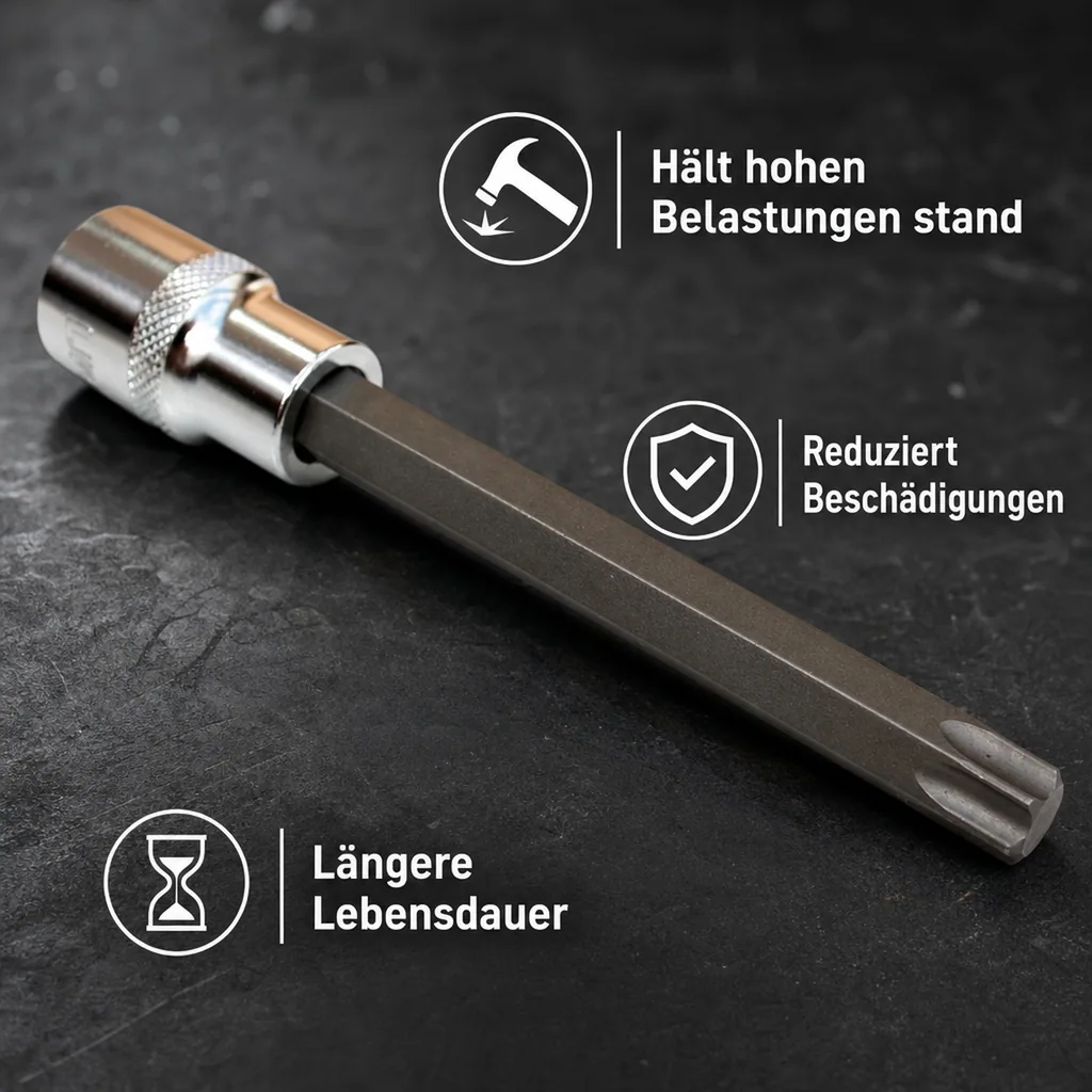 Innensechskant T45 Nuss, 1/2 Zoll Stecknuss, S2 Werkzeugstahl, 100mm