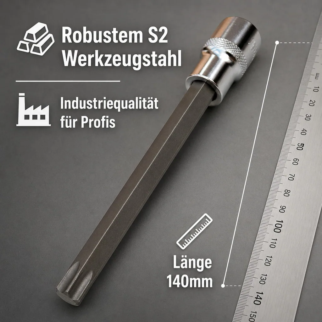 Innensechskant Nuss T50, 1/2 Zoll, L 140mm, S2 Stahl Steckschlüssel