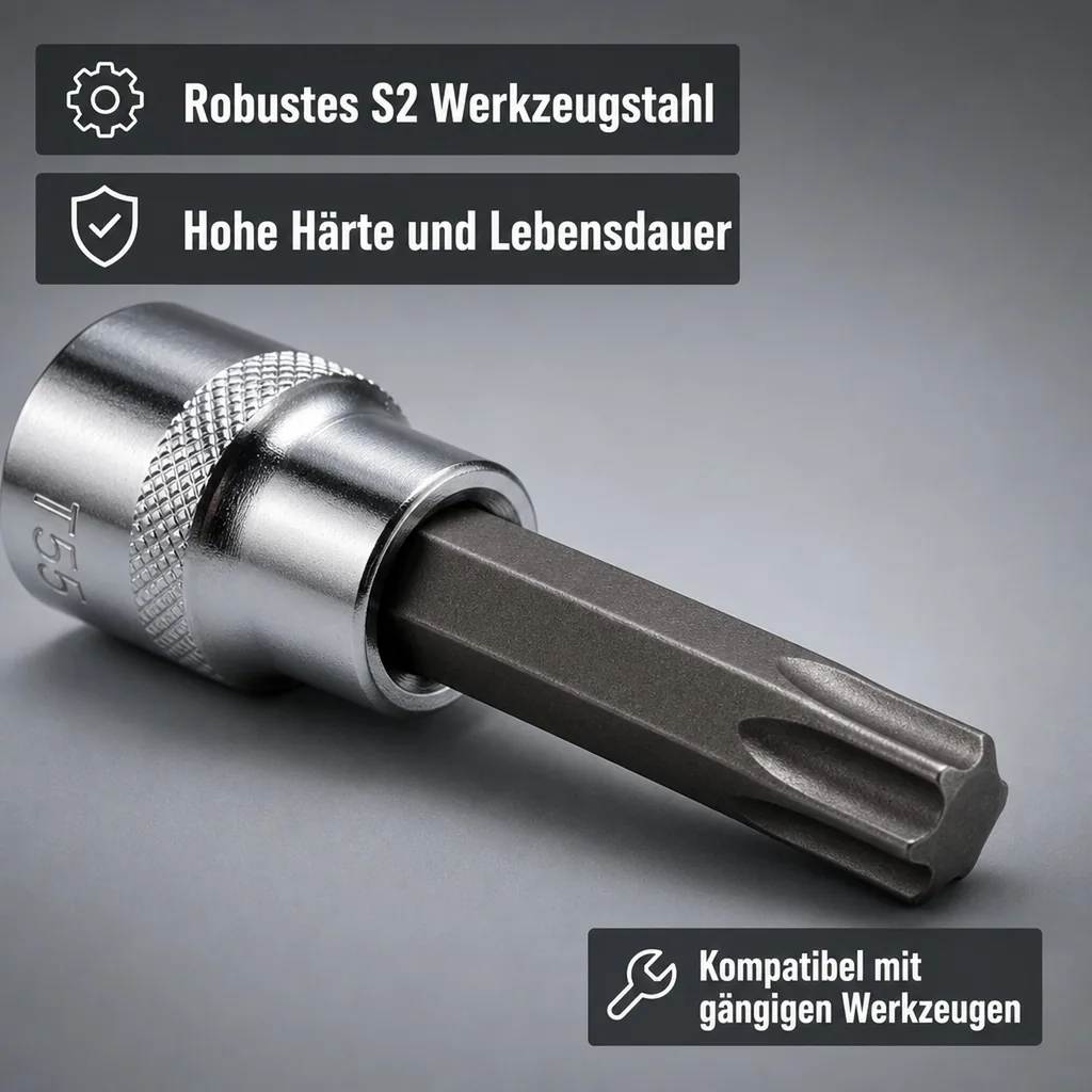 Innensechskant Nuss T55, 1/2 Zoll, S2 Werkzeugstahl, 140mm, Steckschlüssel
