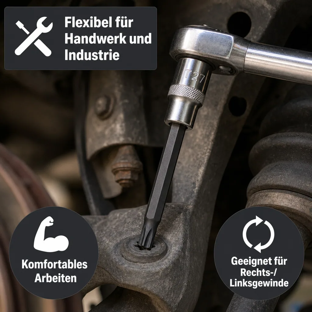 Innensechskant Bit T27, 1/2 Zoll Innensechskant Nuss, S2 Stahl, mit Stirnloch