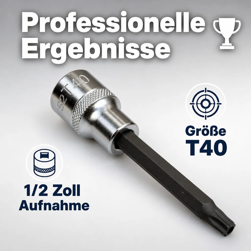 Innensechskant Nuss T40, 1/2 Zoll, mit Stirnloch, S2 Stahl