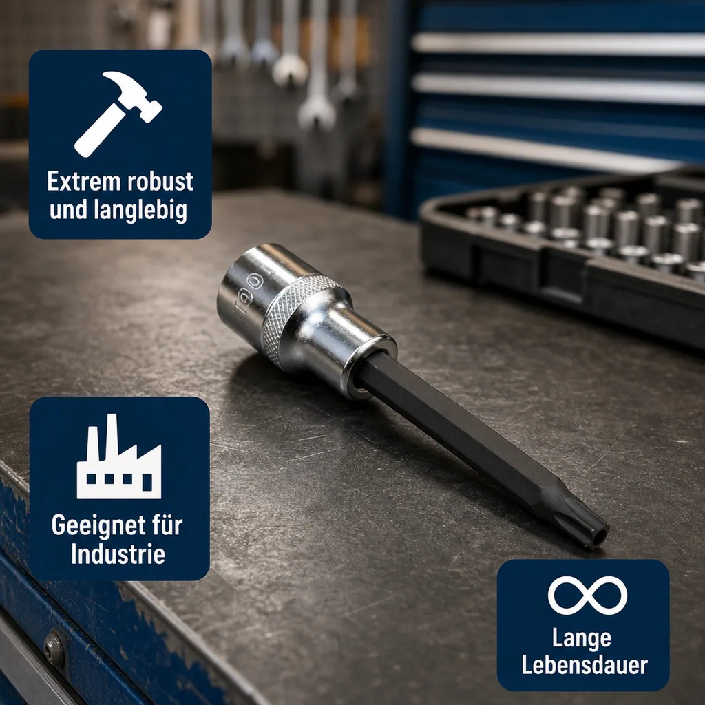 Innensechskant Nuss T40, 1/2 Zoll, mit Stirnloch, S2 Stahl