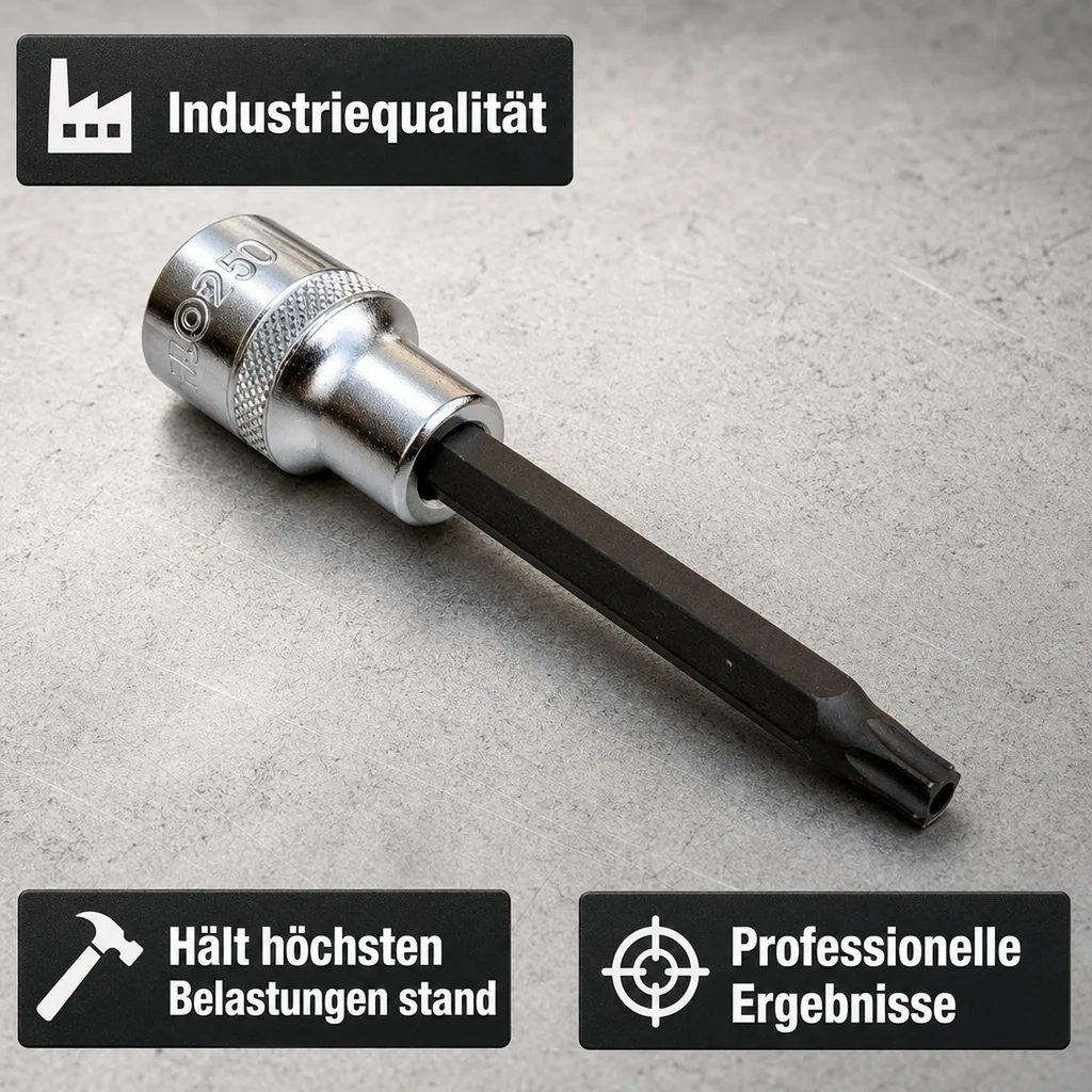 Innensechskant Nuss T50, 1/2 Zoll, mit Stirnloch, S2 Stahl