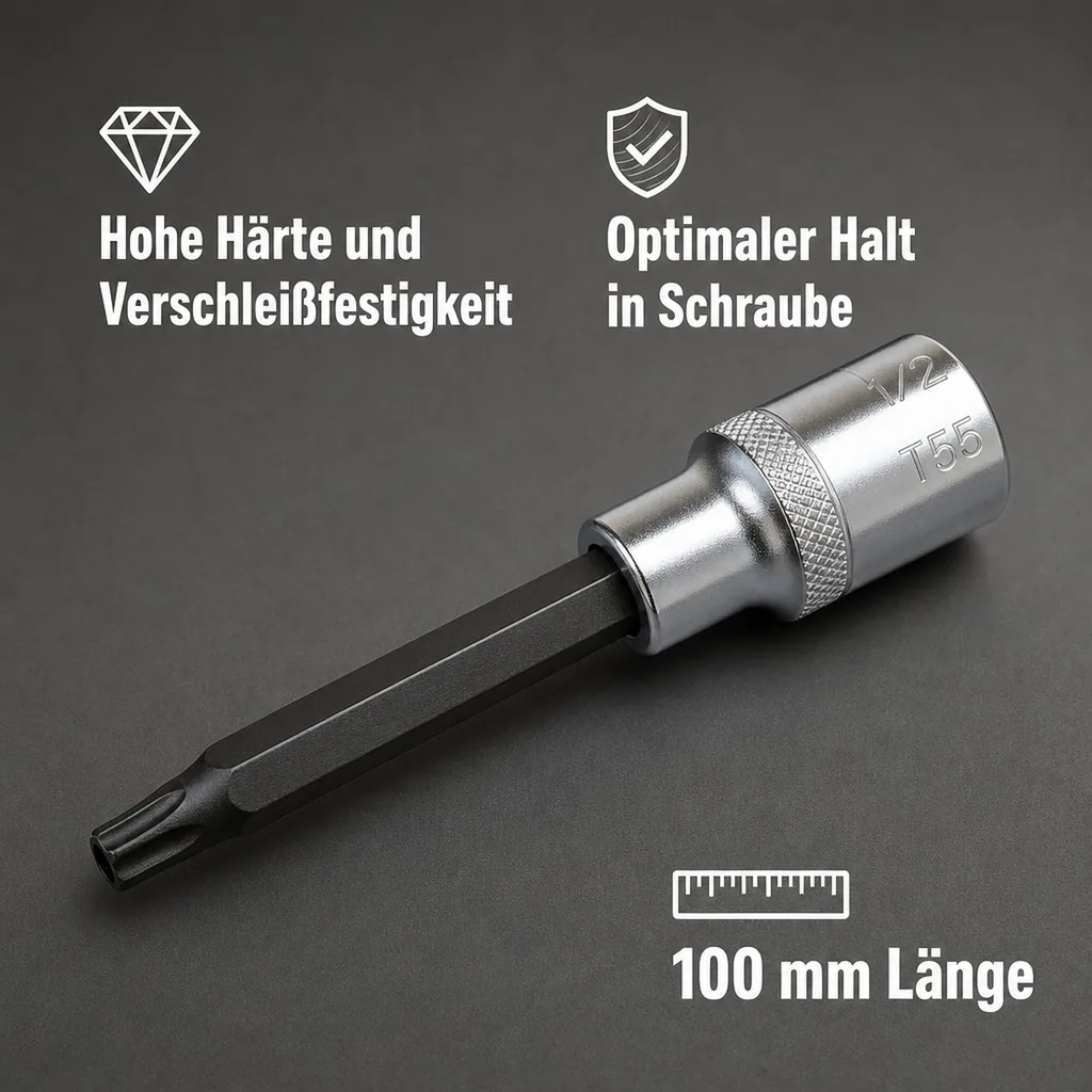 Innensechskant Nuss T55, 1/2 Zoll, Stirnloch, 1/2 Zoll Stecknuss