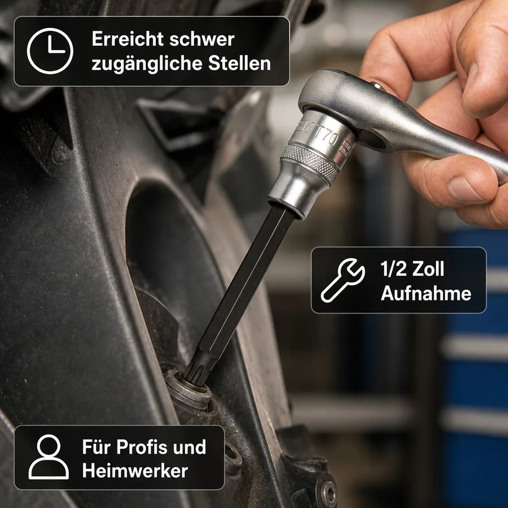 1/2 Zoll Innensechskant Nuss, T70 Innensechskant Bit, S2 Stahl