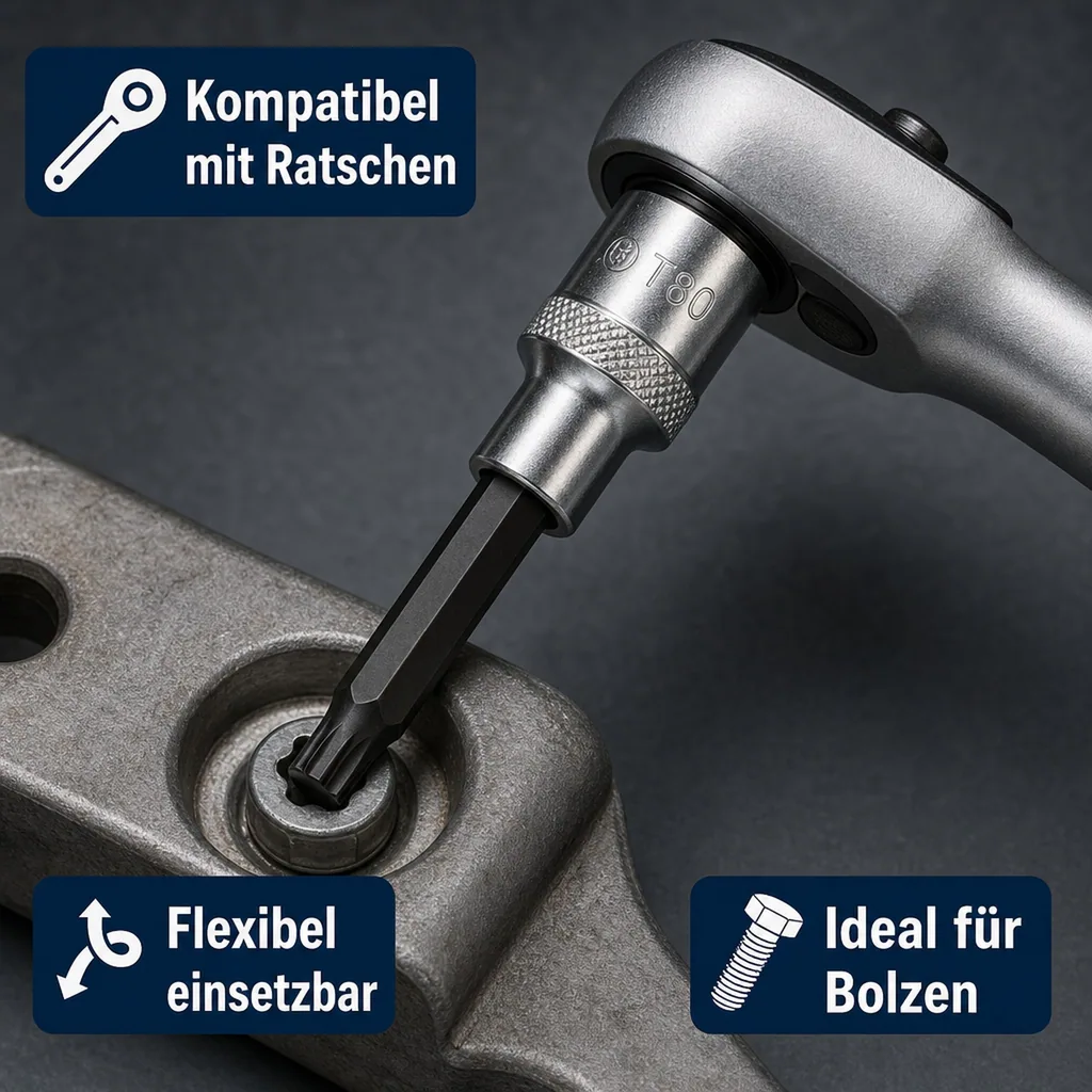 1/2 zoll Innensechskant nuss, T80, Stecknuss mit Stirnloch, S2 Stahl