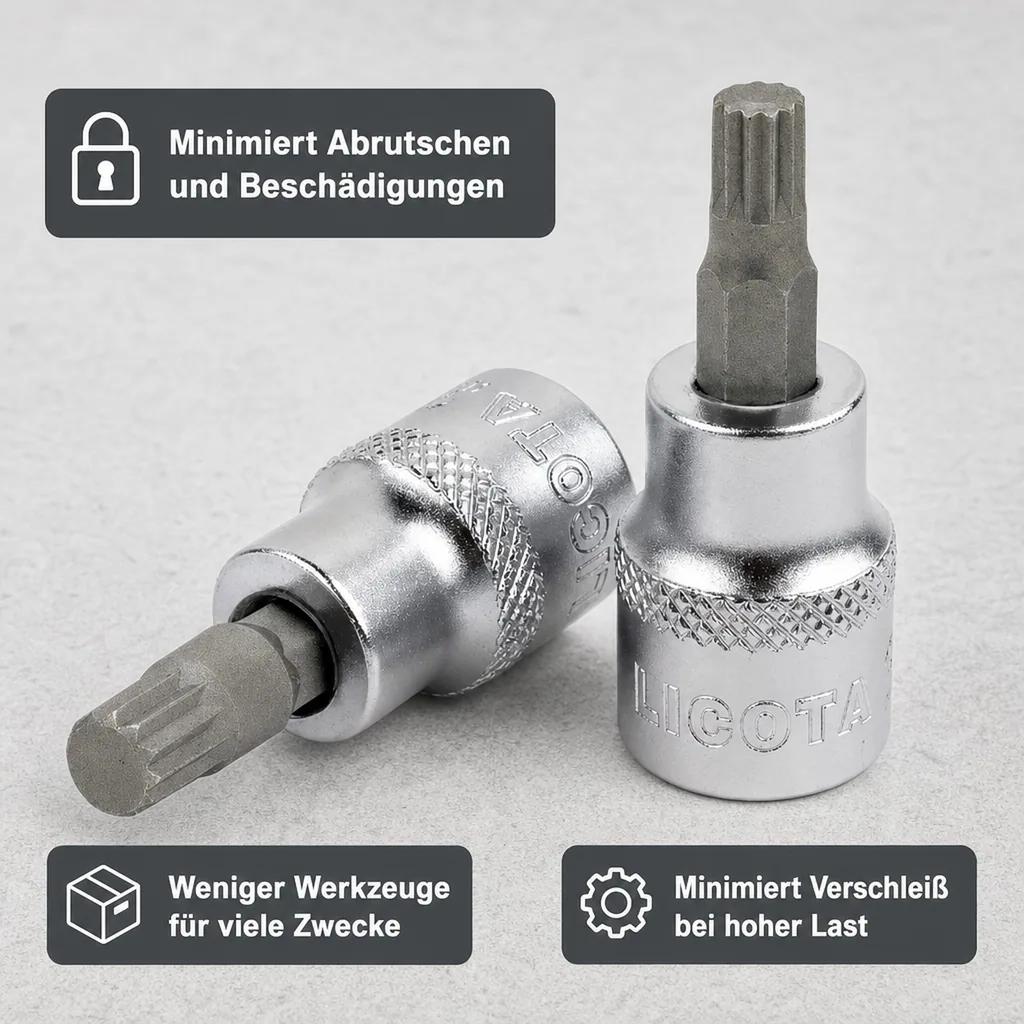 1/2 Zoll Vielzahn Nuss M5, kurze Ausführung, CrV Stahl Werkzeug