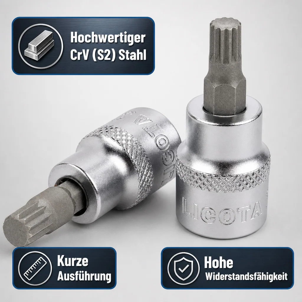 Vielzahn Nuss M10, 1/2 Zoll, Innenvielzahn, kurz