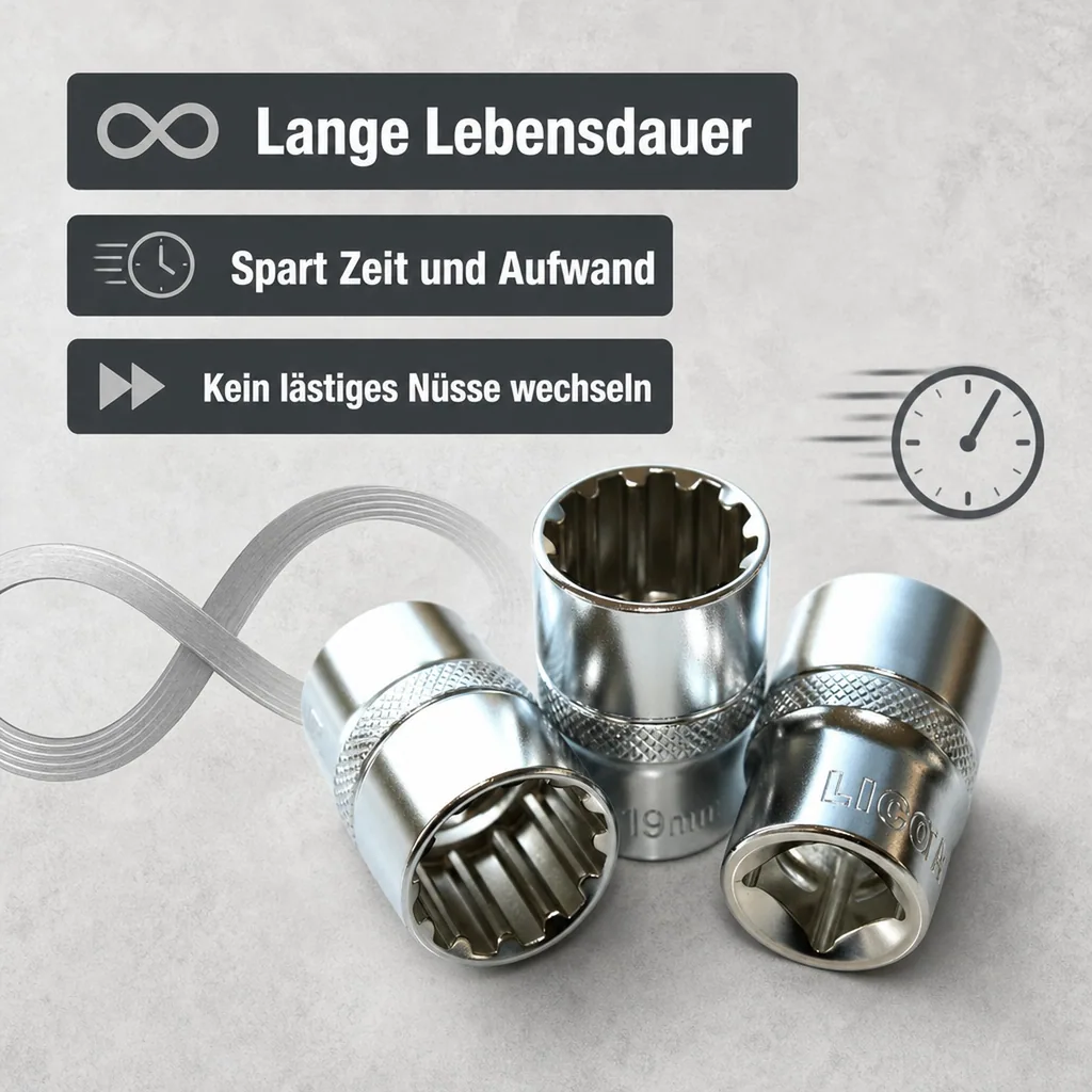 Vielzahn Nuss, 1/2 Zoll Nuss, Steckschlüssel Nuss, Spline Nuss