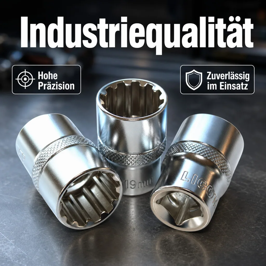 Stecknuss 13mm, Vielzahn Nuss 1/2 Zoll, CrV, kurze Ausführung