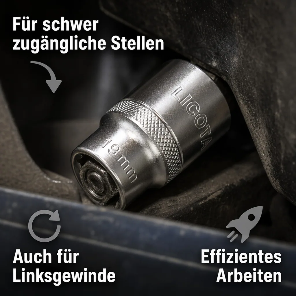 Stecknuss 13mm, Vielzahn Nuss 1/2 Zoll, CrV, kurze Ausführung