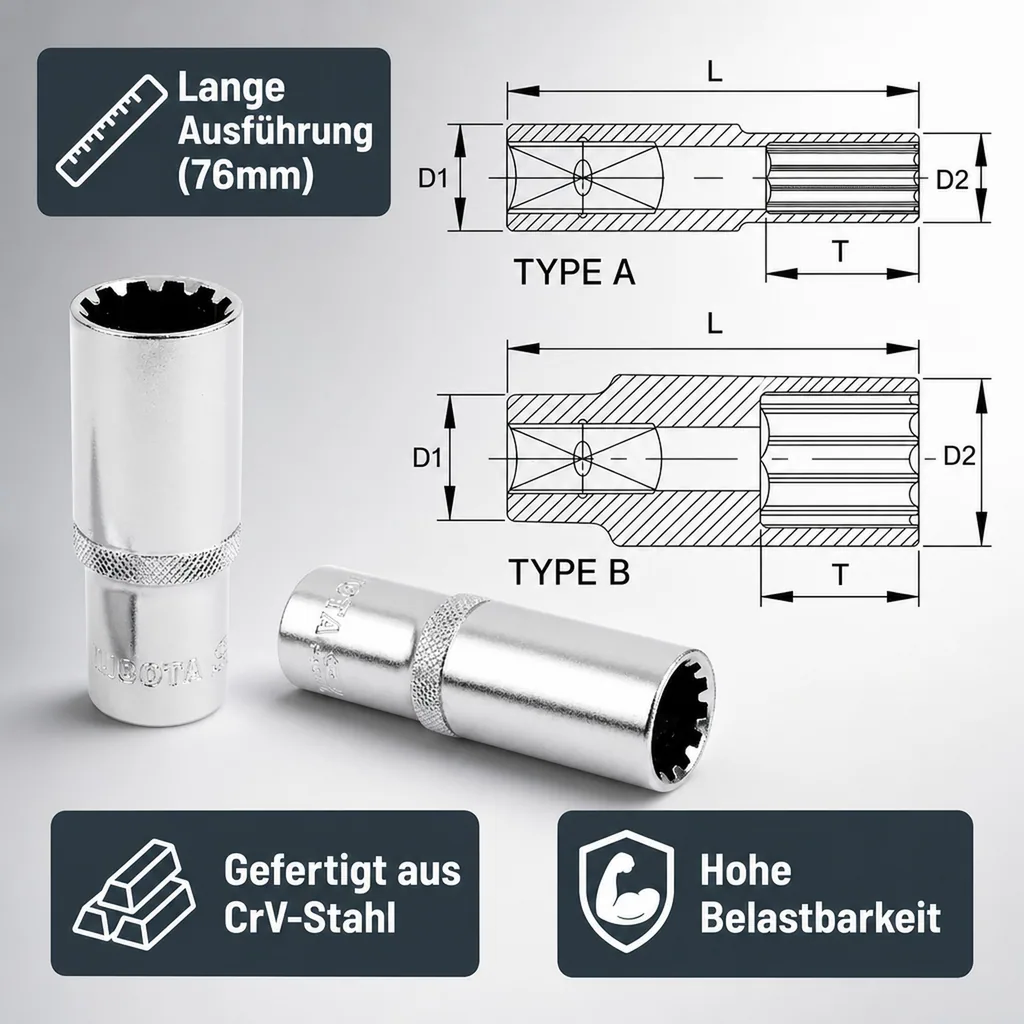 Vielzahn Nuss 1/2 Zoll, 32mm, lang