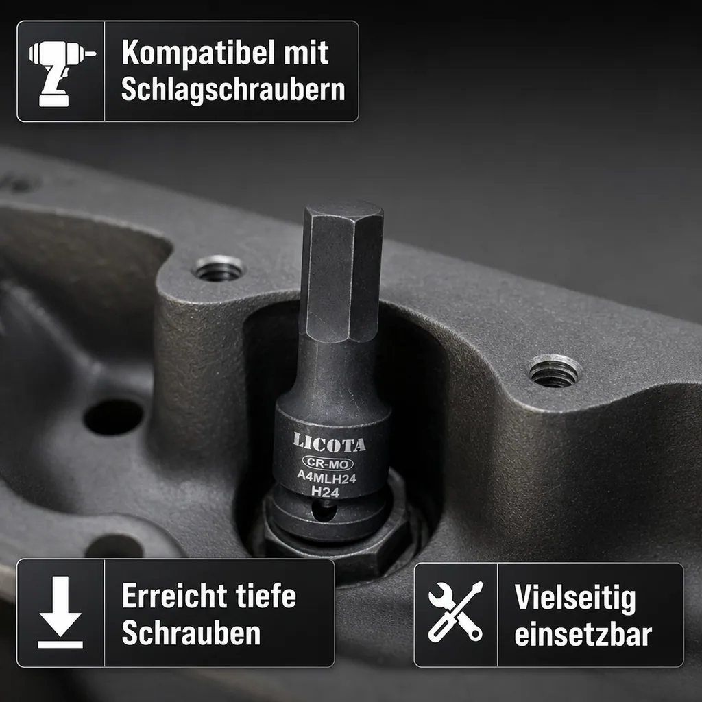 1/2 Zoll Innensechskant Nuss, Innensechskant Nuss H24, Cr-Mo Stahl, Innensechskant