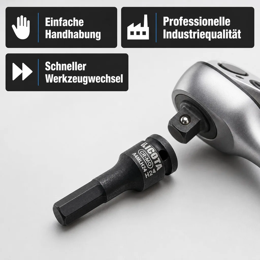 1/2 Zoll Innensechskant Nuss, Innensechskant Nuss H24, Cr-Mo Stahl, Innensechskant
