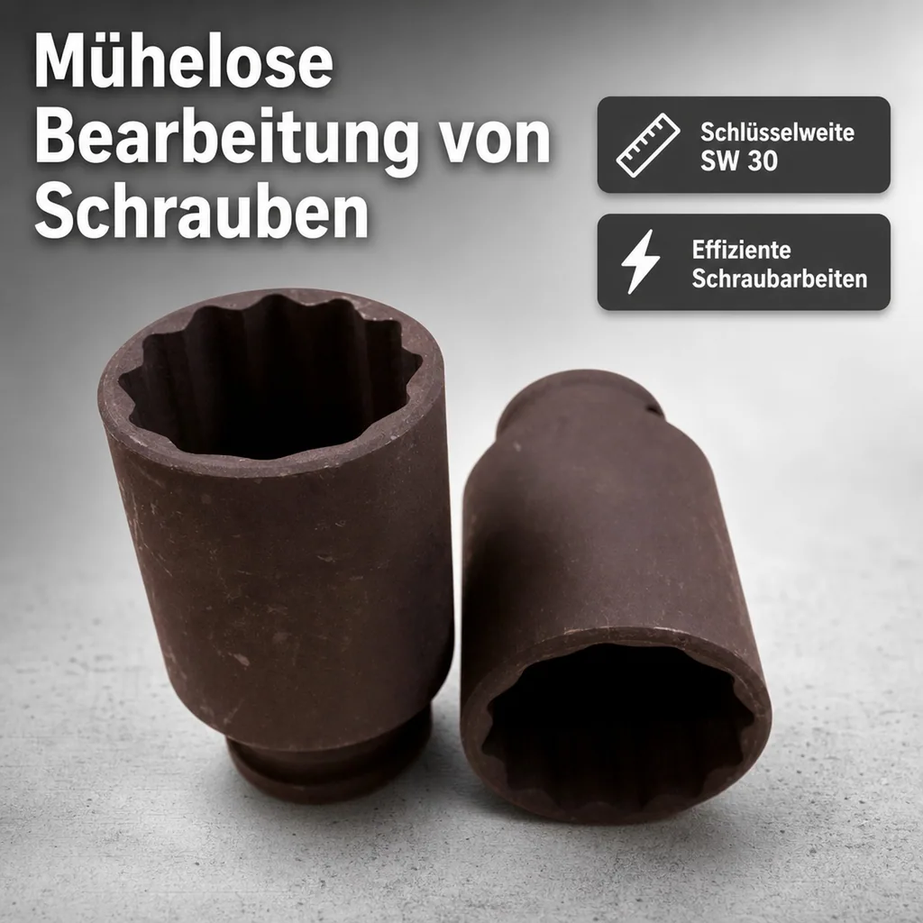 Schlagschraubernuss, 1/2 Zoll, SW 30, Cr-Mo, 12 Kant