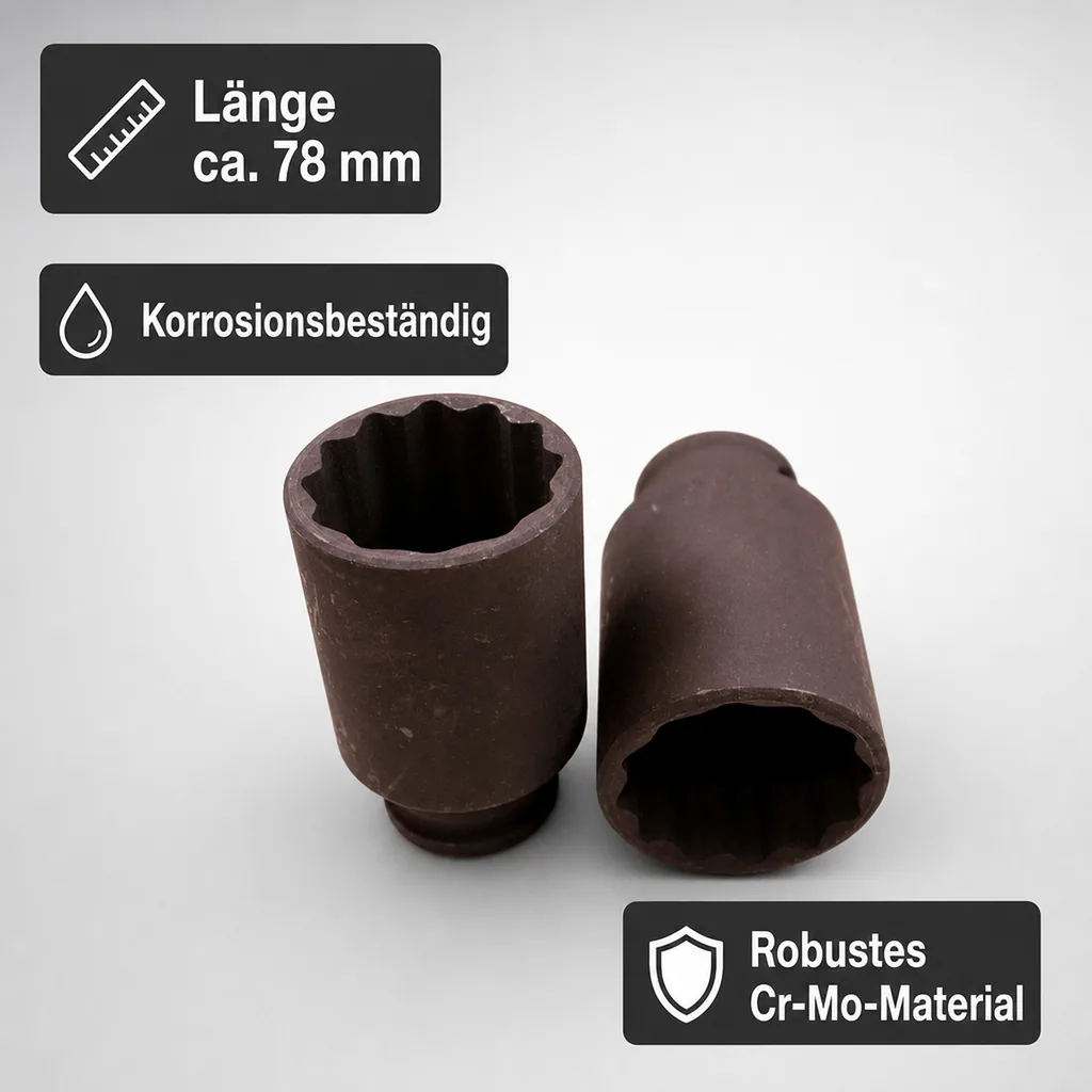 Schlagschraubernuss, 1/2 Zoll, SW 30, Cr-Mo, 12 Kant