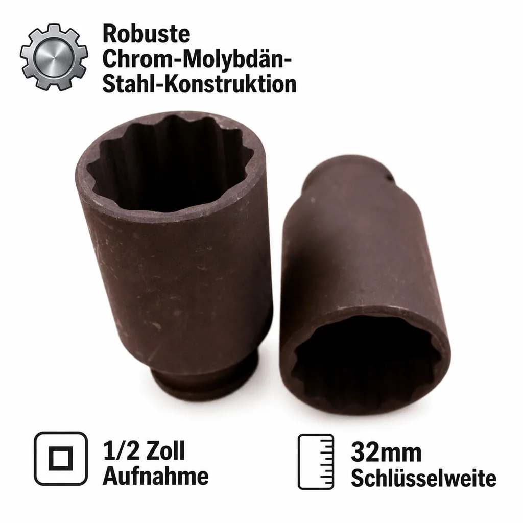 32mm Schlagschraubernuss, 1/2 Zoll Nuss Cr-Mo, Stecknuss
