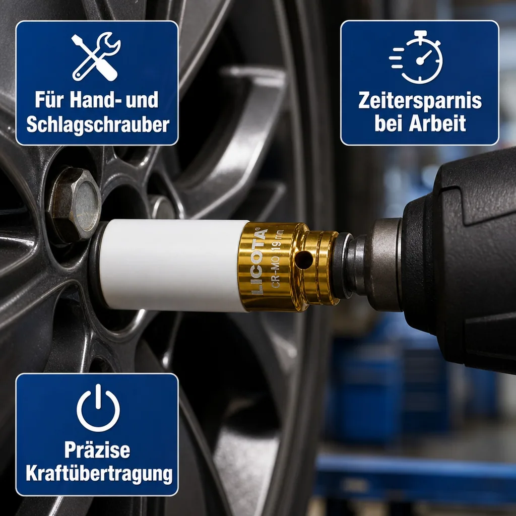 Schlagschraubernuss, Alufelgen Nuss, 1/2 Zoll, SW 19