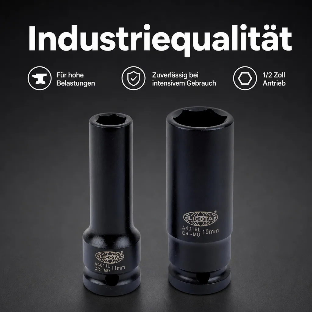 1/2 Zoll Nuss, Schlagschraubernuss 8mm, Cr-Mo