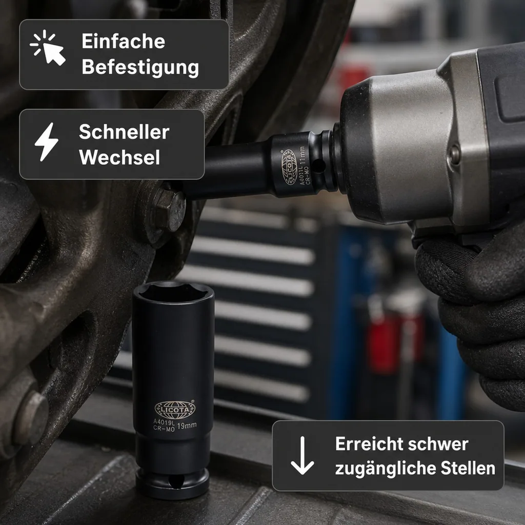 1/2 Zoll Nuss, Schlagschraubernuss 8mm, Cr-Mo